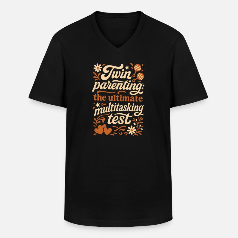 Twin Parents | Multitasking Test - Men's V-Neck T-Shirt - black