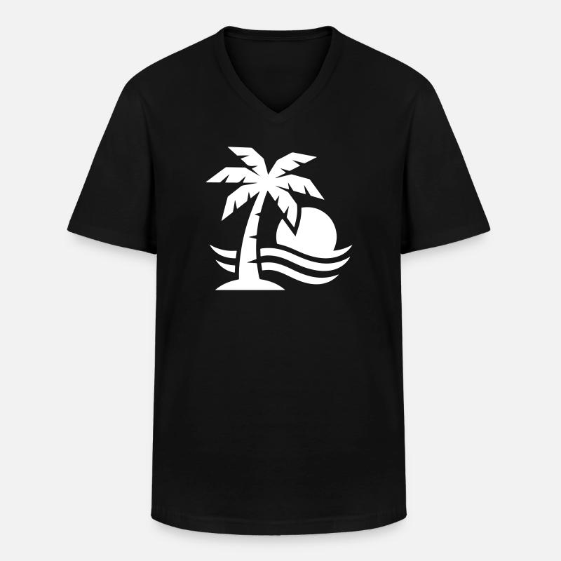 Palm Tree Beach Sun - T-shirt col V Homme - noir
