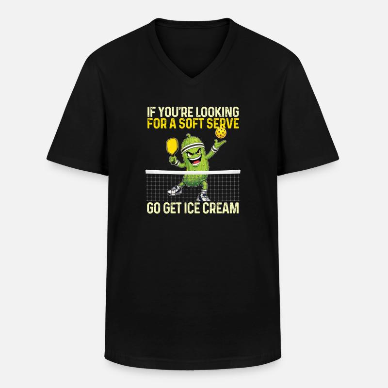 Softserver Cream Pickleball - Männer-T-Shirt mit V-Ausschnitt - Schwarz