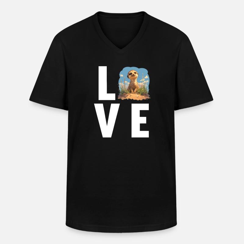 Meerkat Erdmännchen - Männer-T-Shirt mit V-Ausschnitt - Schwarz
