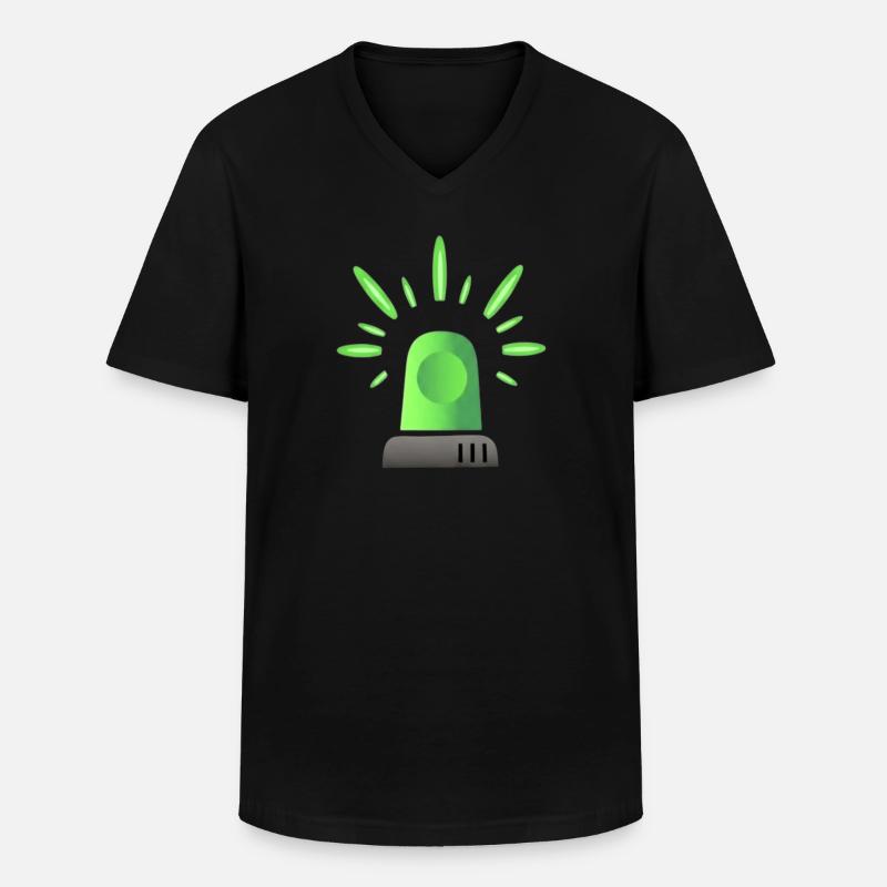 Grüne Sirene Warnleuchte - Einsatzfahrzeug Notfall - Männer-T-Shirt mit V-Ausschnitt - Schwarz