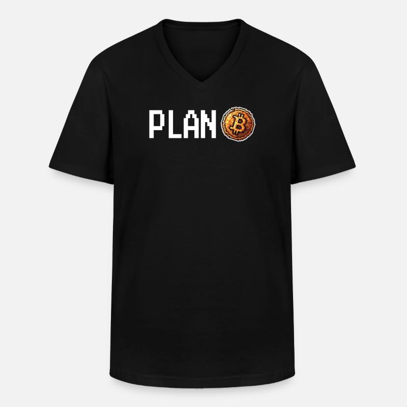 Plan Bitcoin Retro Pixel - Männer-T-Shirt mit V-Ausschnitt - Schwarz