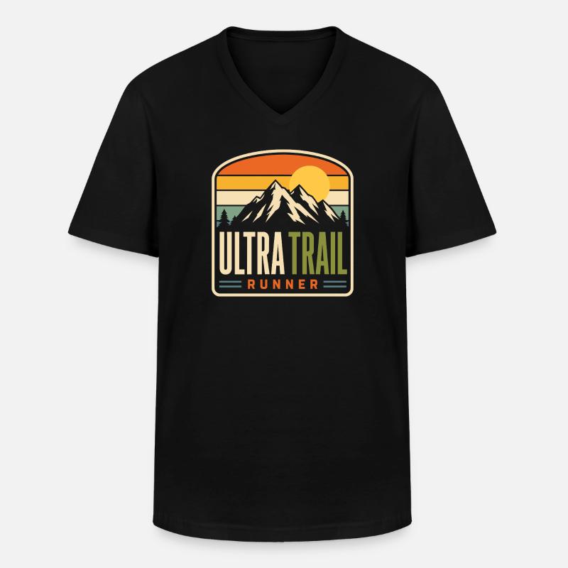 Ultra Trail Runner Mountain Sunset - Männer-T-Shirt mit V-Ausschnitt - Schwarz