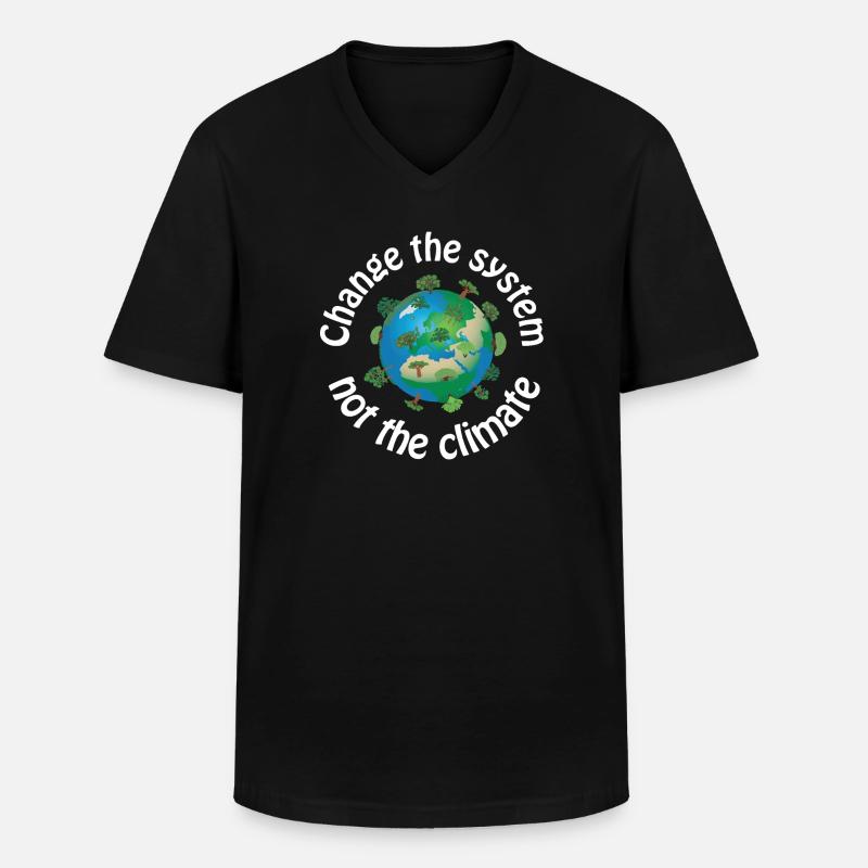 Changer le système, pas le climat - T-shirt col V Homme - noir
