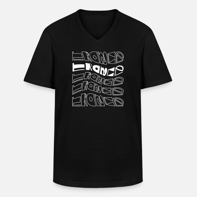 Trance-Typographisches Musterdesign - Männer-T-Shirt mit V-Ausschnitt - Schwarz