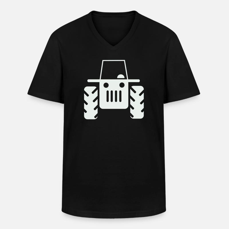 Retro Traktor  - Männer-T-Shirt mit V-Ausschnitt - Schwarz