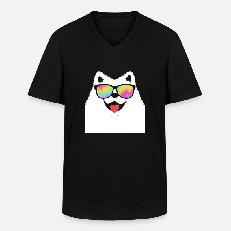 Samojede - Männer-T-Shirt mit V-Ausschnitt - Schwarz
