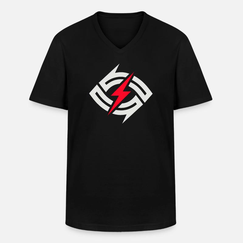 Kreisblitz Kontrast - Männer-T-Shirt mit V-Ausschnitt - Schwarz