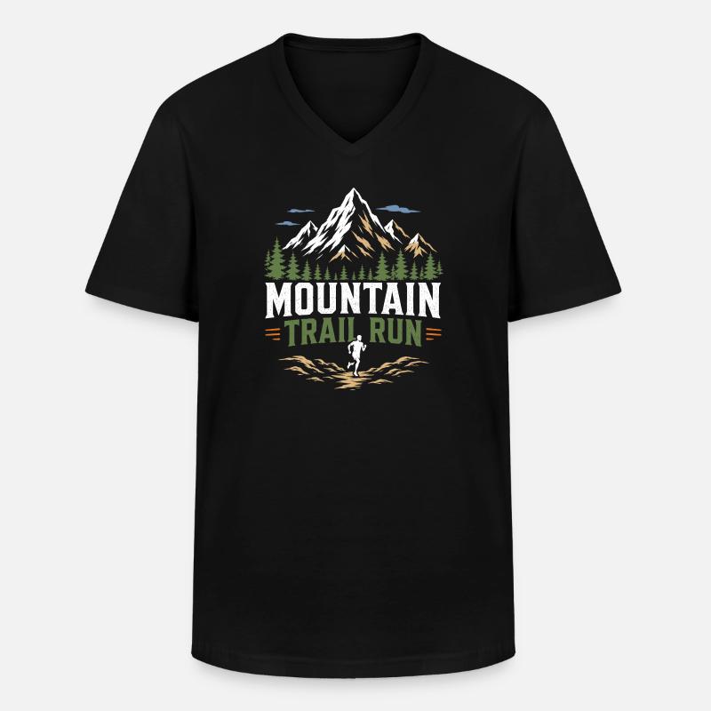 Mountain Trail Run - Männer-T-Shirt mit V-Ausschnitt - Schwarz