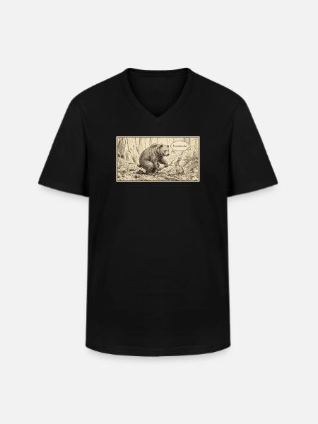 Waldgespräch: Bär und Hase - Männer-T-Shirt mit V-Ausschnitt - Schwarz