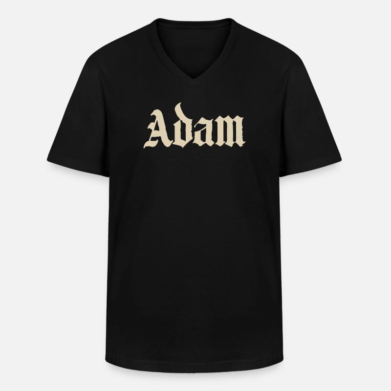 Adam Gothic Script Tee - Männer-T-Shirt mit V-Ausschnitt - Schwarz