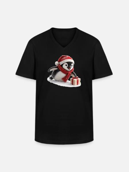 Weihnachts Pinguin - Männer-T-Shirt mit V-Ausschnitt - Schwarz