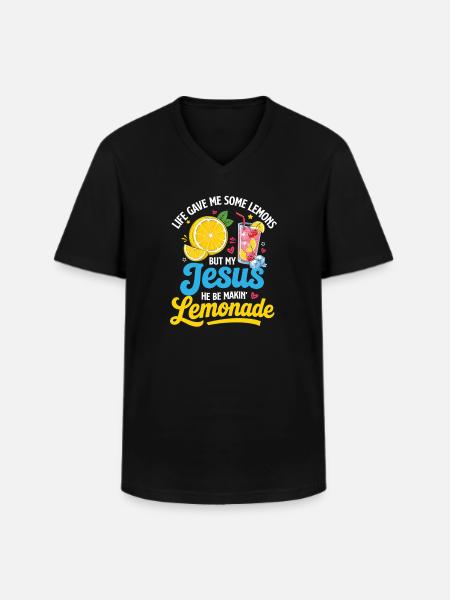 Jesus Making Lemonade Christian Humor - Men's V-Neck T-Shirt - black