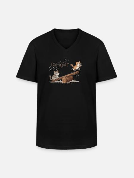Catapult Cat Adventure - Men's V-Neck T-Shirt - black