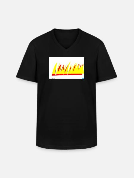 Flame Lines Yellow-Red - Men's V-Neck T-Shirt - black