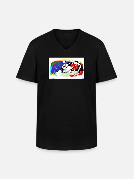 Farbschlachten Linien - Männer-T-Shirt mit V-Ausschnitt - Schwarz