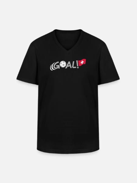 GOAL for Switzerland - Männer-T-Shirt mit V-Ausschnitt - Schwarz