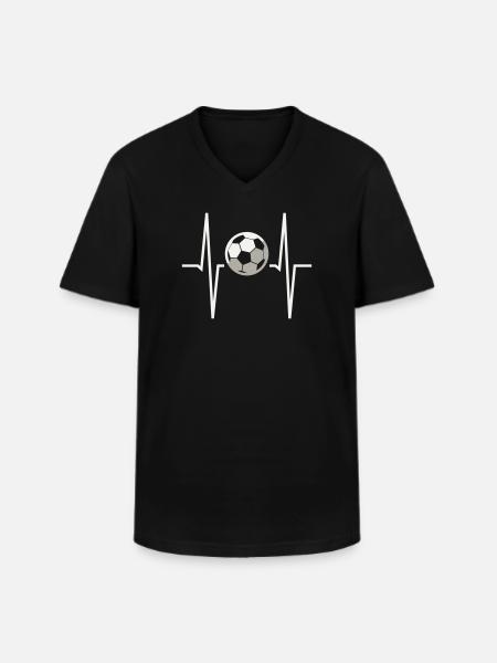 Fußball-Herzfrequenz-EKG Herzfrequenzmonitor Fußballfan - Männer-T-Shirt mit V-Ausschnitt - Schwarz