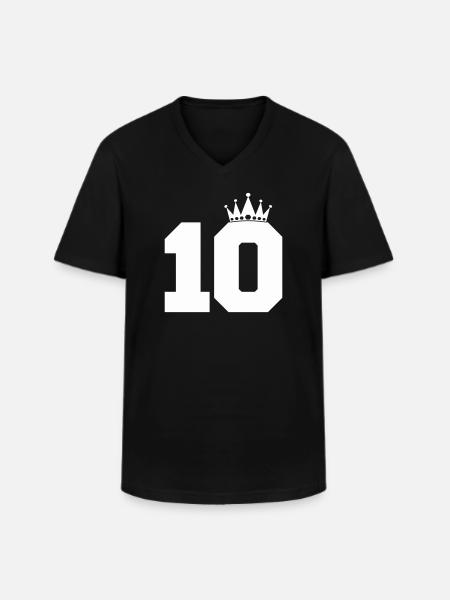 Royal Ten with Crown - Men's V-Neck T-Shirt - black