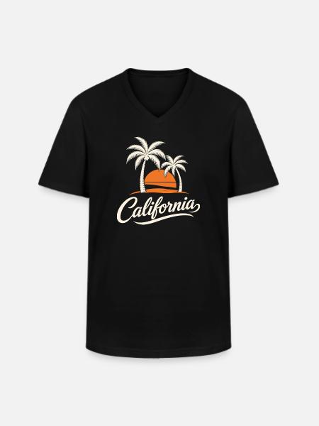 Palm Trees and California Sunset - Men's V-Neck T-Shirt - black
