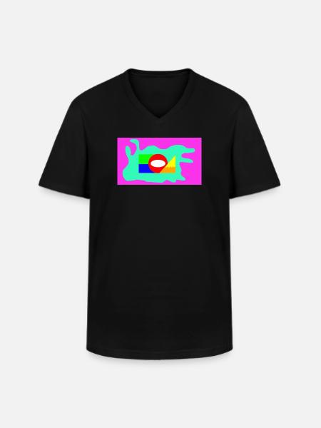 Geometrische Farbblock Collage Neon - Männer-T-Shirt mit V-Ausschnitt - Schwarz
