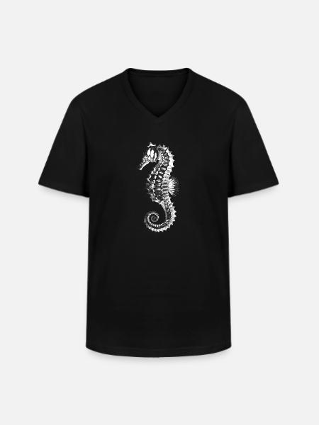 Seahorse Silhouette Brick - Men's V-Neck T-Shirt - black