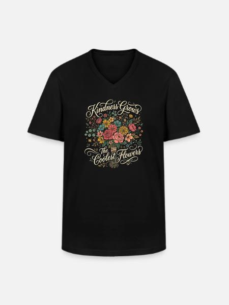 Kindness makes the coolest flowers grow - Men's V-Neck T-Shirt - black
