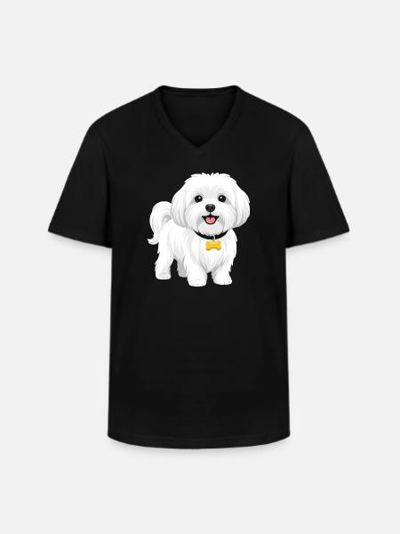 Maltese - Men's V-Neck T-Shirt - black