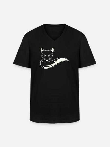 Fuchs Silhouette mit Schweif - Männer-T-Shirt mit V-Ausschnitt - Schwarz