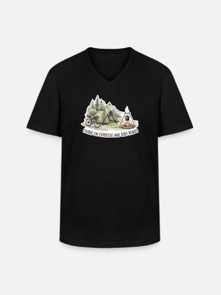 Living on Espresso & Dirt Roads - Men's V-Neck T-Shirt - black