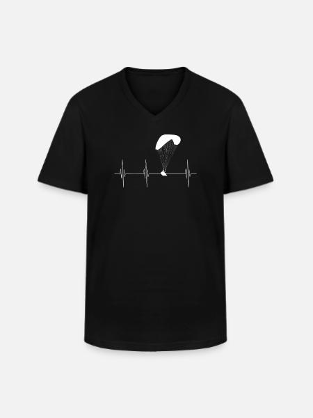 Heartbeat paraglider - Men's V-Neck T-Shirt - black