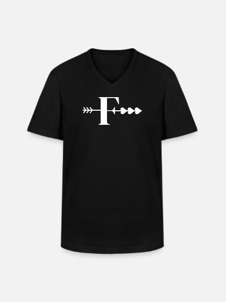 Letter f arrow heart - Men's V-Neck T-Shirt - black