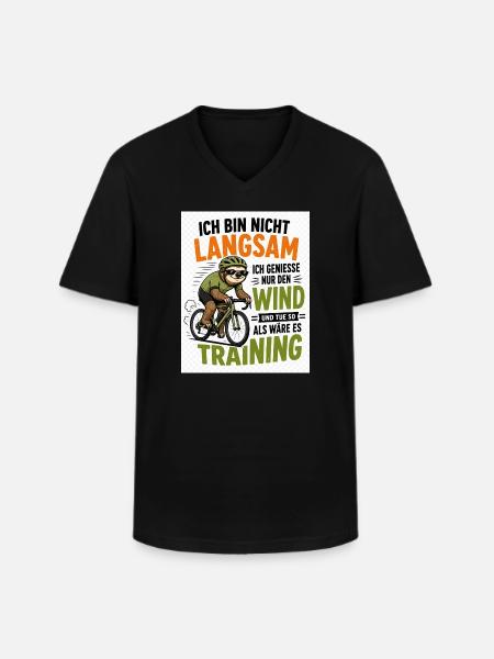 Faultier auf Fahrrad - Männer-T-Shirt mit V-Ausschnitt - Schwarz