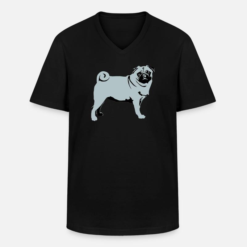 Mops - Männer-T-Shirt mit V-Ausschnitt - Schwarz