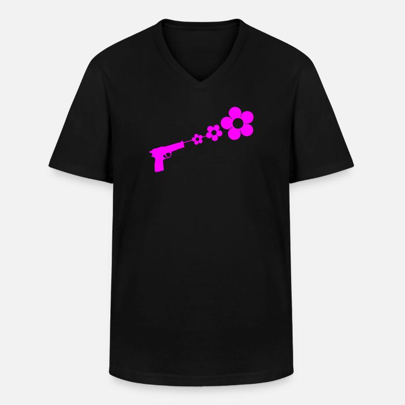 flowergun_1 - Männer-T-Shirt mit V-Ausschnitt - Schwarz