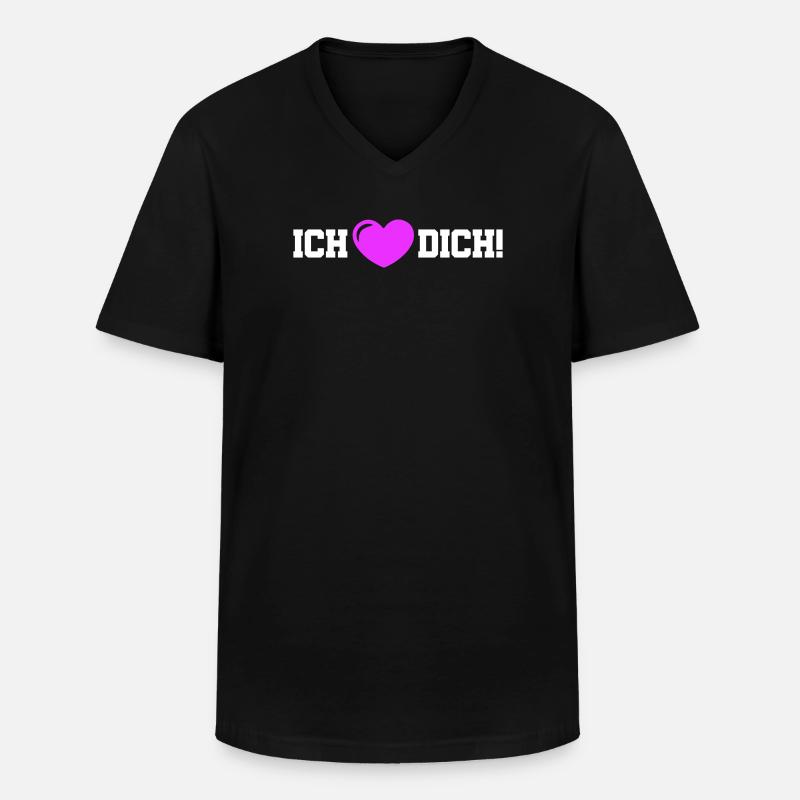 Ich Liebe Dich Herz - Männer-T-Shirt mit V-Ausschnitt - Schwarz