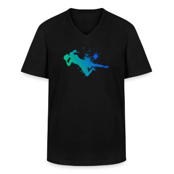 Herren Fußball Fußballer Torwart Fussball - Männer-T-Shirt mit V-Ausschnitt - Schwarz - Vorne - AI Model Male 178 dark (178cm)