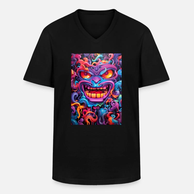 Graffiti Schädel - Männer-T-Shirt mit V-Ausschnitt - Schwarz