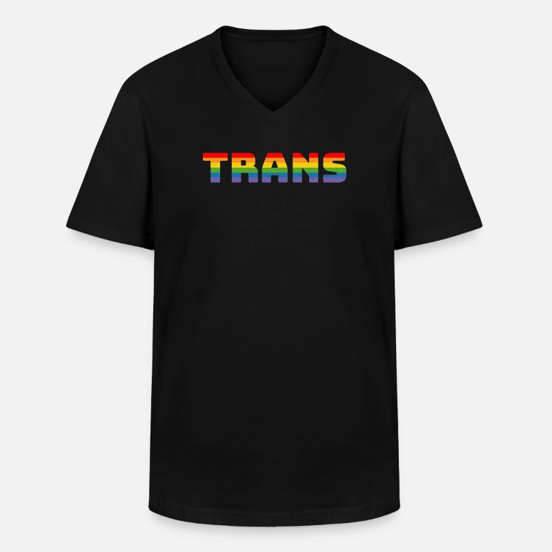 Regenbogen Trans - Männer-T-Shirt mit V-Ausschnitt - Schwarz