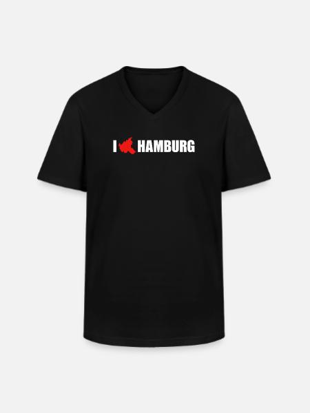 I love Hamburg - Männer-T-Shirt mit V-Ausschnitt - Schwarz