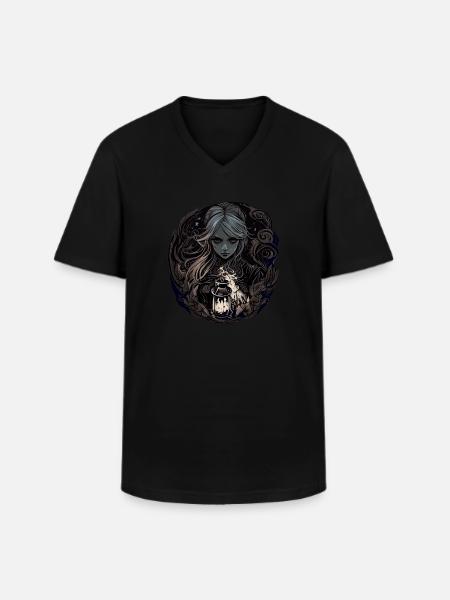 Gloomy Beautiful Witch / Wicca - Men's V-Neck T-Shirt - black