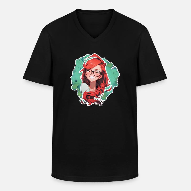 Frau Soline klein - Männer-T-Shirt mit V-Ausschnitt - Schwarz