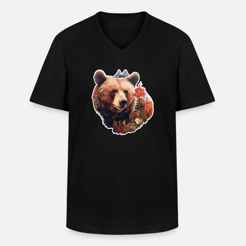 Bear in the wild - Men's V-Neck T-Shirt - black