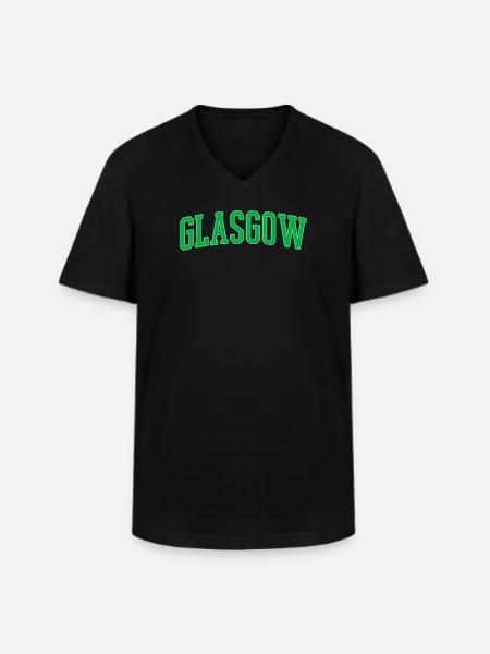 Glasgow College Style Green Block Font - Men's V-Neck T-Shirt - black