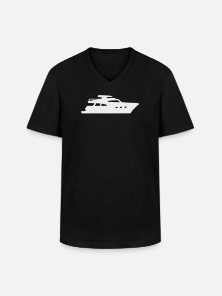 Yacht Silhouette Motorboot - Männer-T-Shirt mit V-Ausschnitt - Schwarz