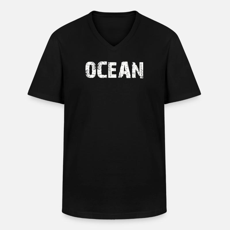 OCEAN - Männer-T-Shirt mit V-Ausschnitt - Schwarz