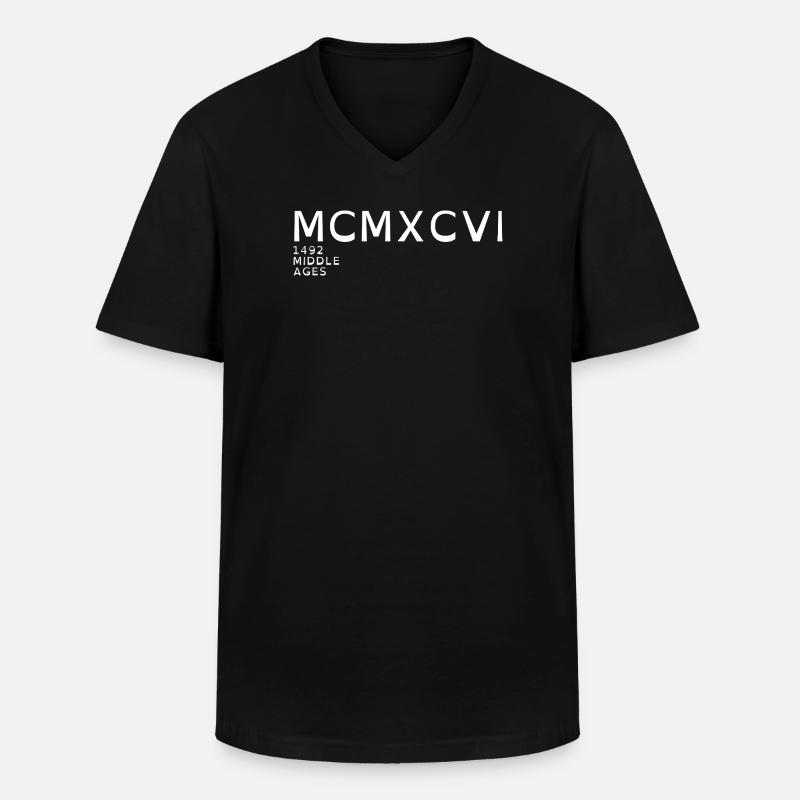 1996_LINE_white - Männer-T-Shirt mit V-Ausschnitt - Schwarz