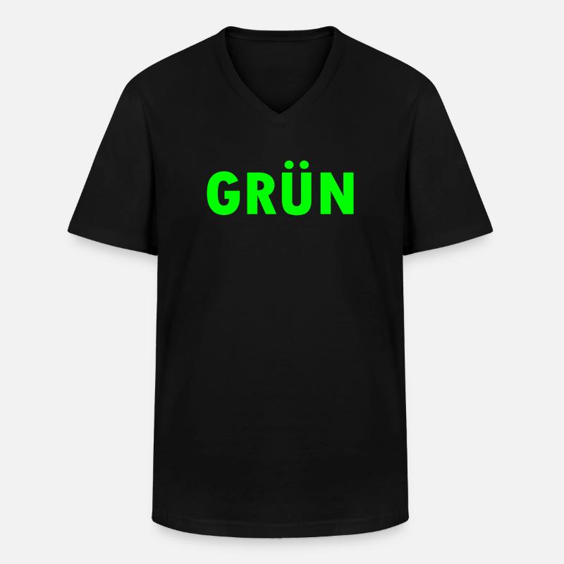 Grün - Männer-T-Shirt mit V-Ausschnitt - Schwarz