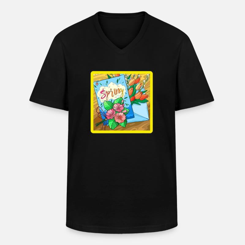 Spring - Männer-T-Shirt mit V-Ausschnitt - Schwarz