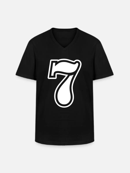 7 Zahl symbol - Männer-T-Shirt mit V-Ausschnitt - Schwarz